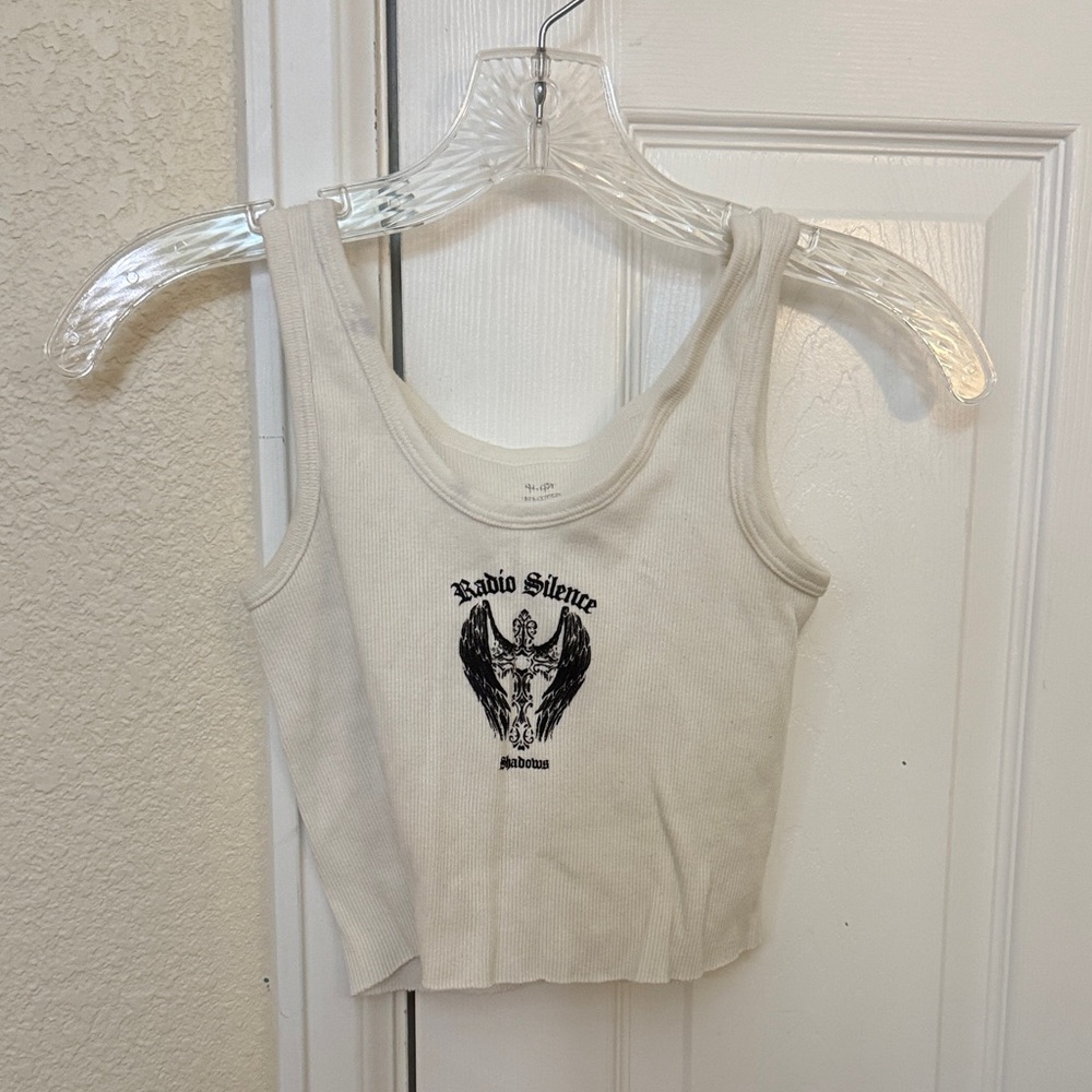 Brandy Melville Cream Tank Top with Graphic